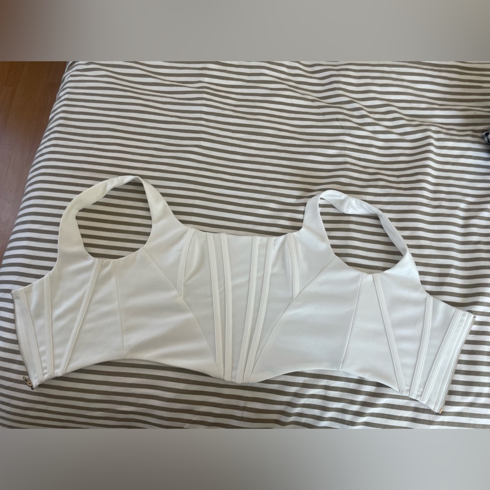 White corset zip up top